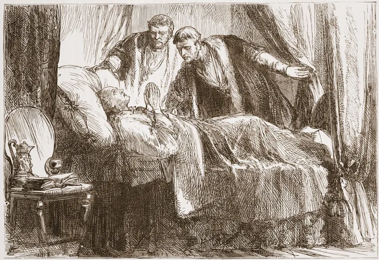 Fête de la Réformation 3 Luther sur son lit de mort illustration de LHistoire du protestantisme par James Aitken Wylie pub. 1878